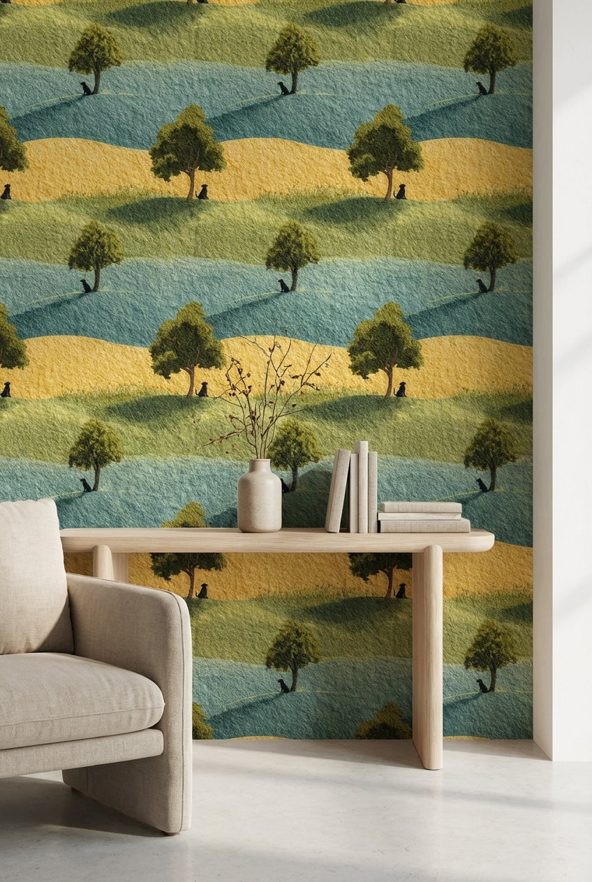 Shades of Green Wallpaper Natural Landscape Wall Mural