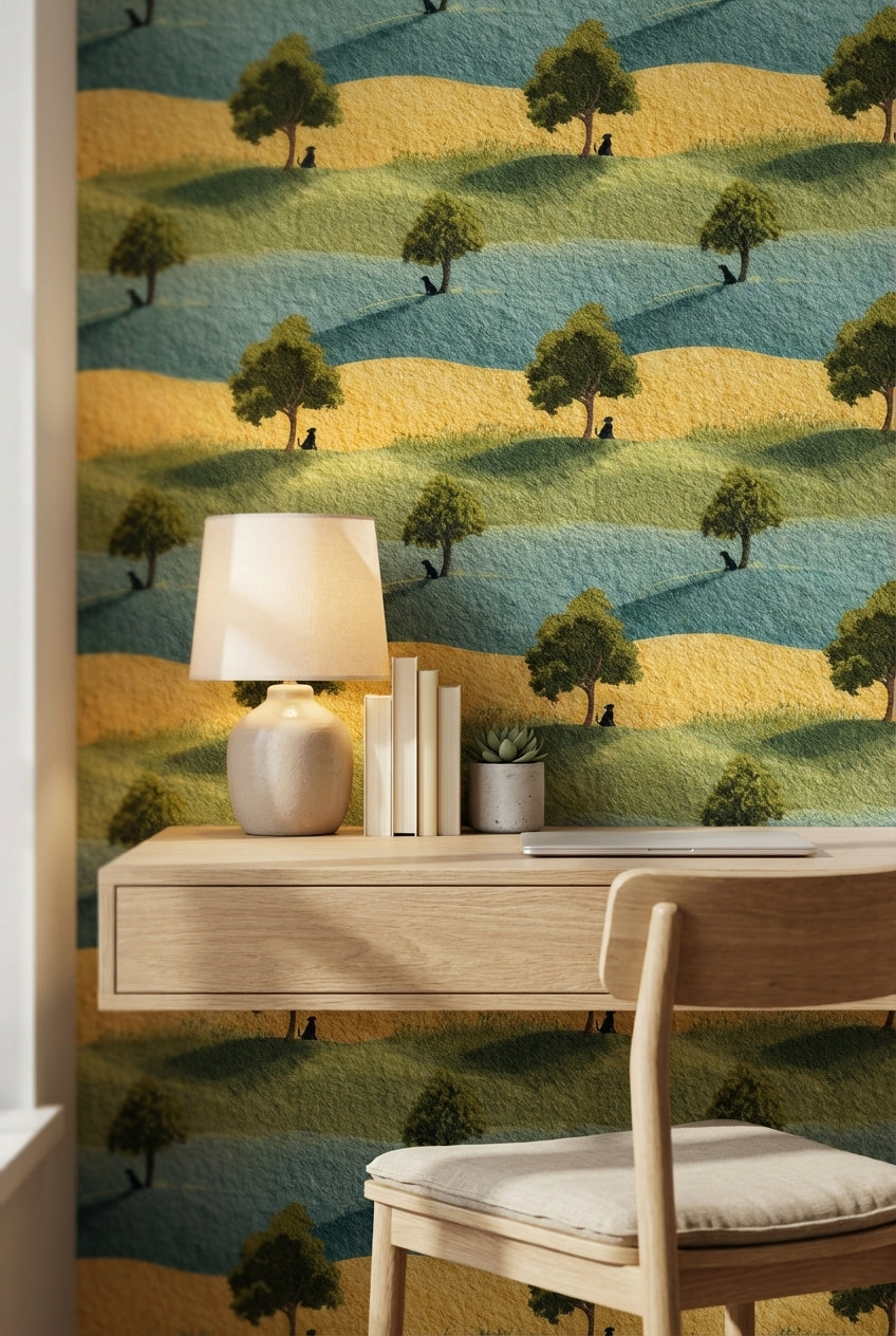 Shades of Green Wallpaper Natural Landscape Wall Mural