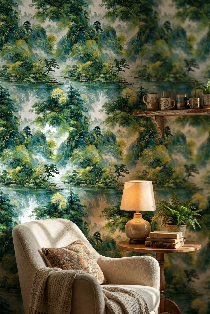 Shades Of Green Wallpaper Traditional Nature Wall Mural