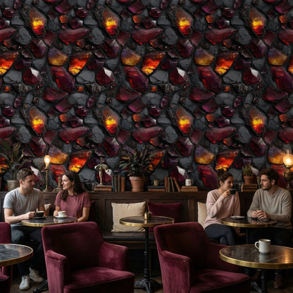 Abstract Stones Wallpaper Gemstones Dark Decorative Mural