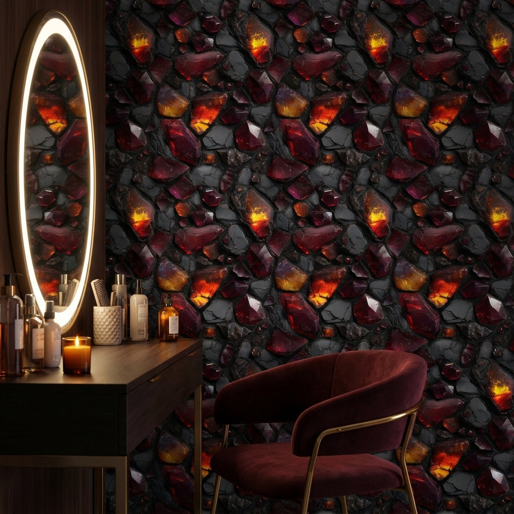Abstract Stones Wallpaper Gemstones Dark Decorative Mural
