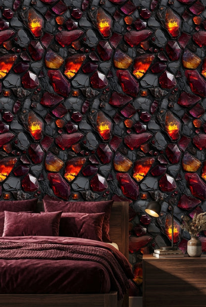 Abstract Stones Wallpaper Gemstones Dark Decorative Mural