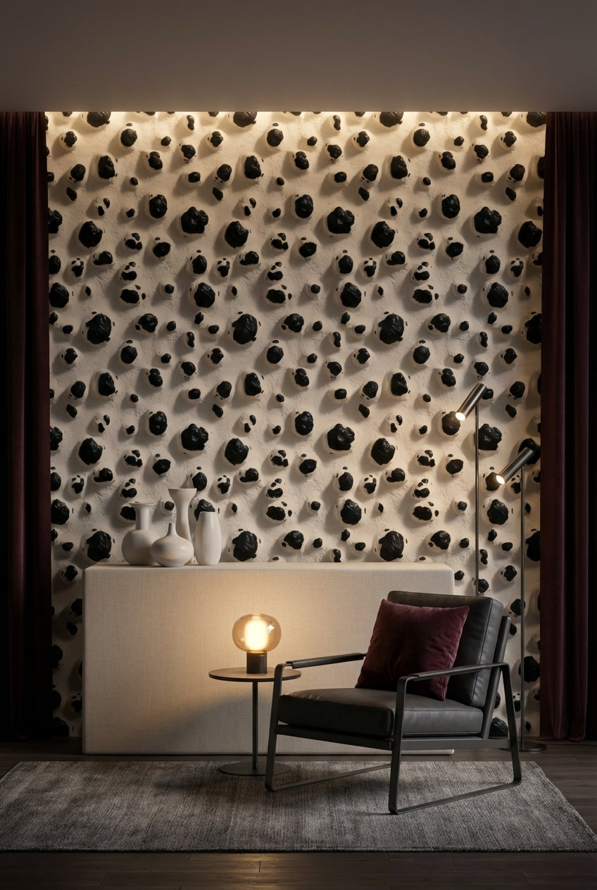 Animal Print Wallpaper Black Spots Textured Surface Mural