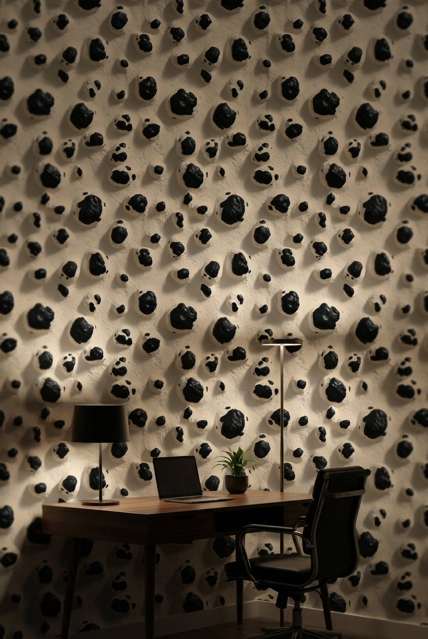 Animal Print Wallpaper Black Spots Textured Surface Mural
