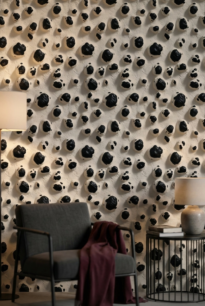 Animal Print Wallpaper Black Spots Textured Surface Mural