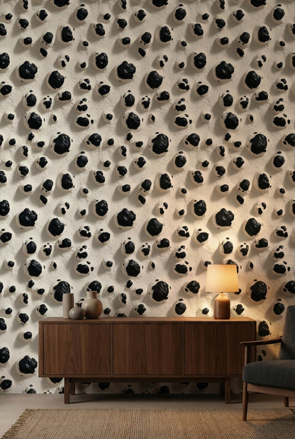 Animal Print Wallpaper Black Spots Textured Surface Mural