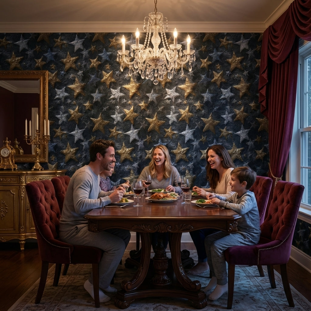 Celestial Wallpaper Metallic Luxurious Decorative Mural