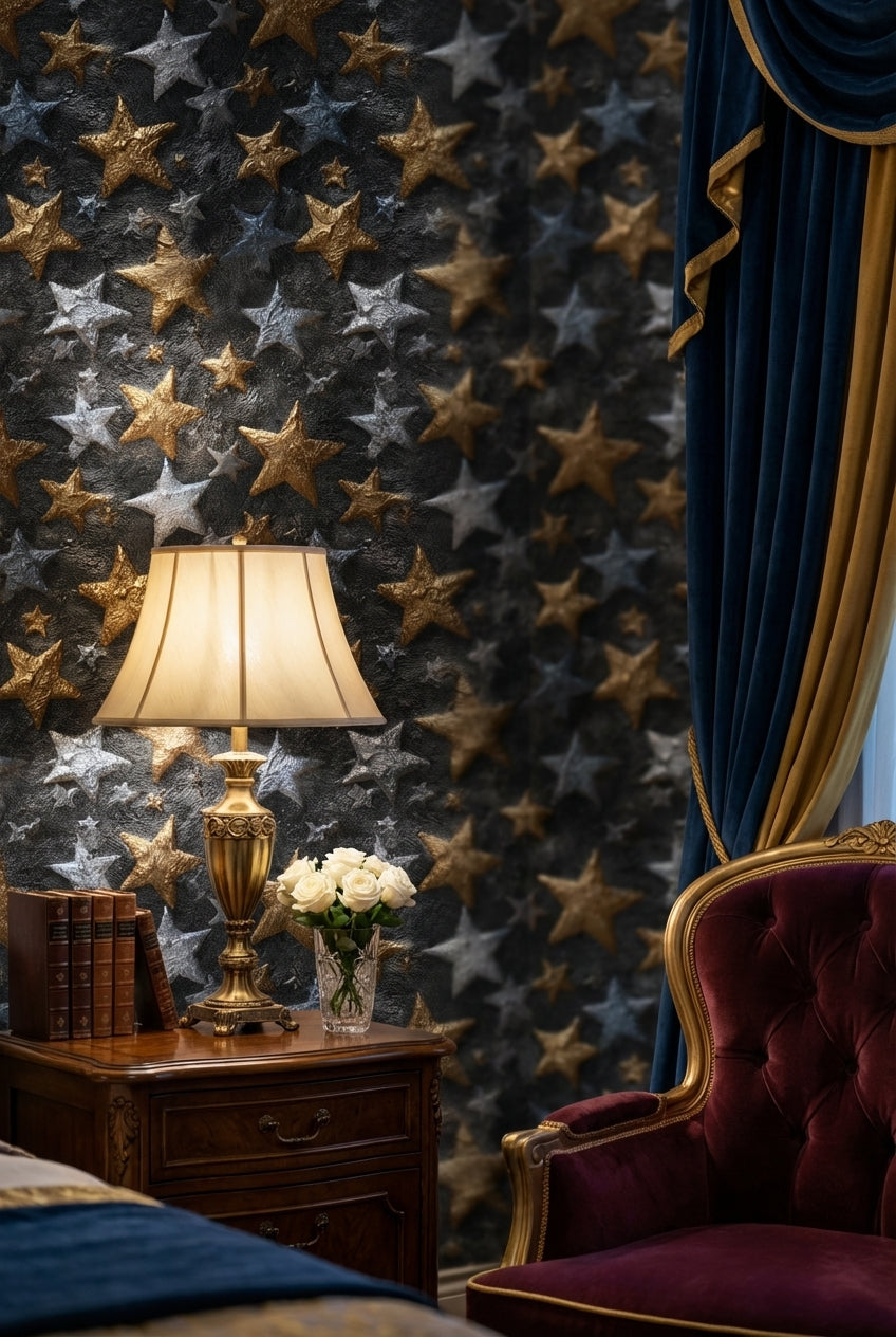 Celestial Wallpaper Metallic Luxurious Decorative Mural