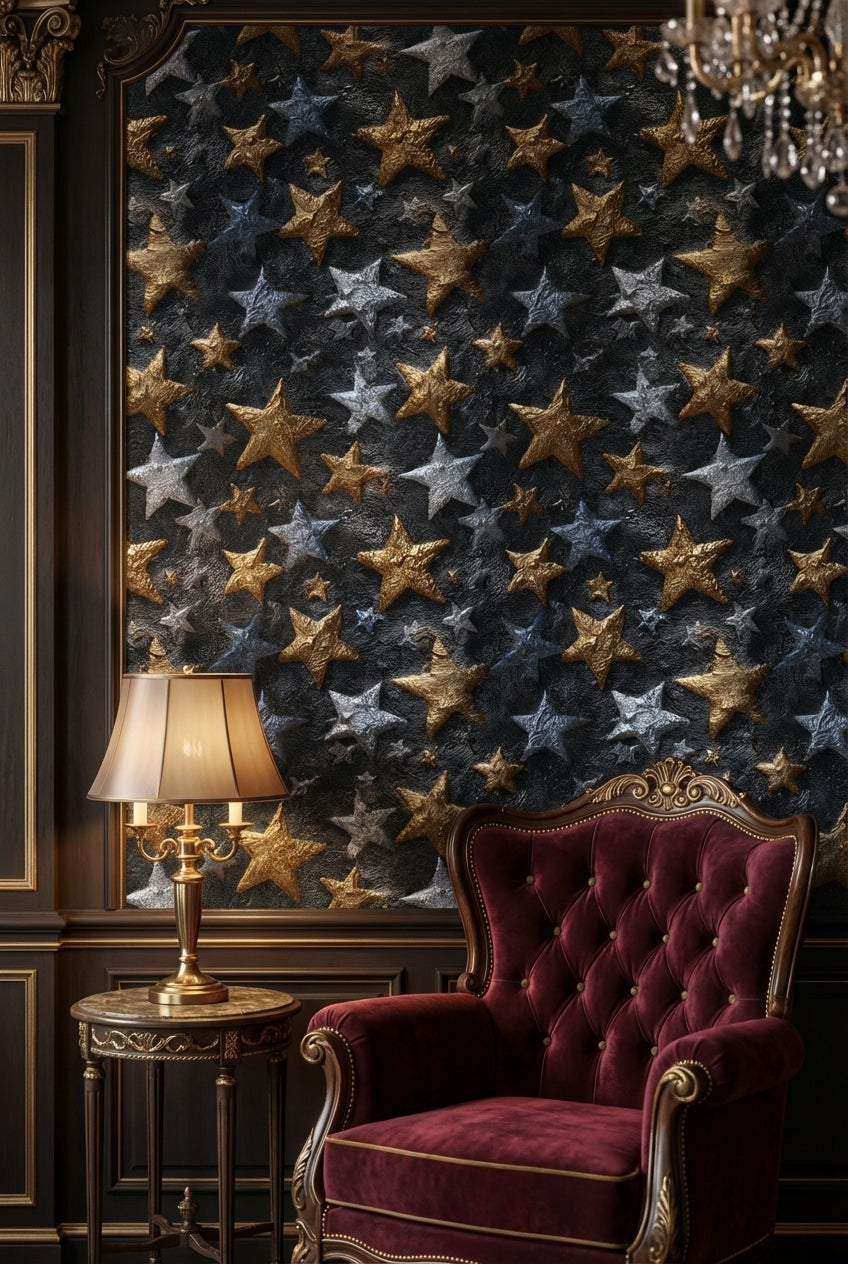 Celestial Wallpaper Metallic Luxurious Decorative Mural