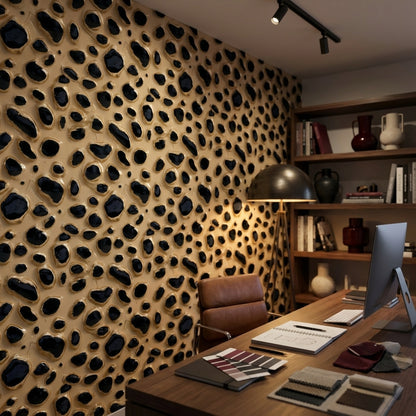 Animal Print Wallpaper Black Spots Beige Background Mural
