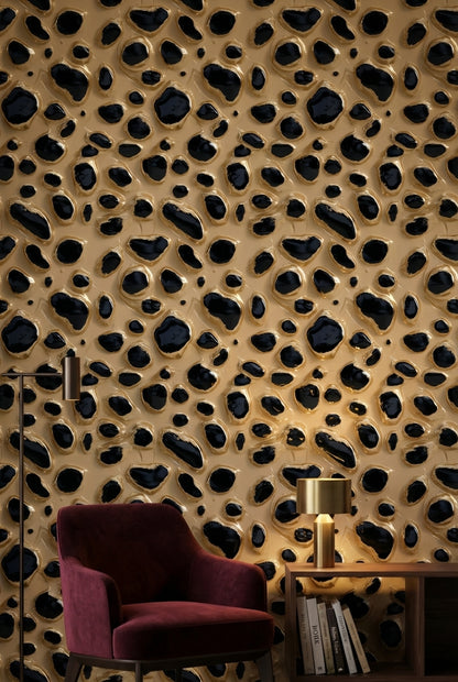 Animal Print Wallpaper Black Spots Beige Background Mural