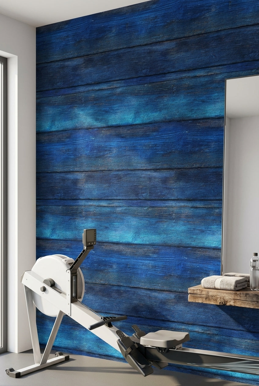 Blue Wallpaper Wood Rustic Decorative Mural