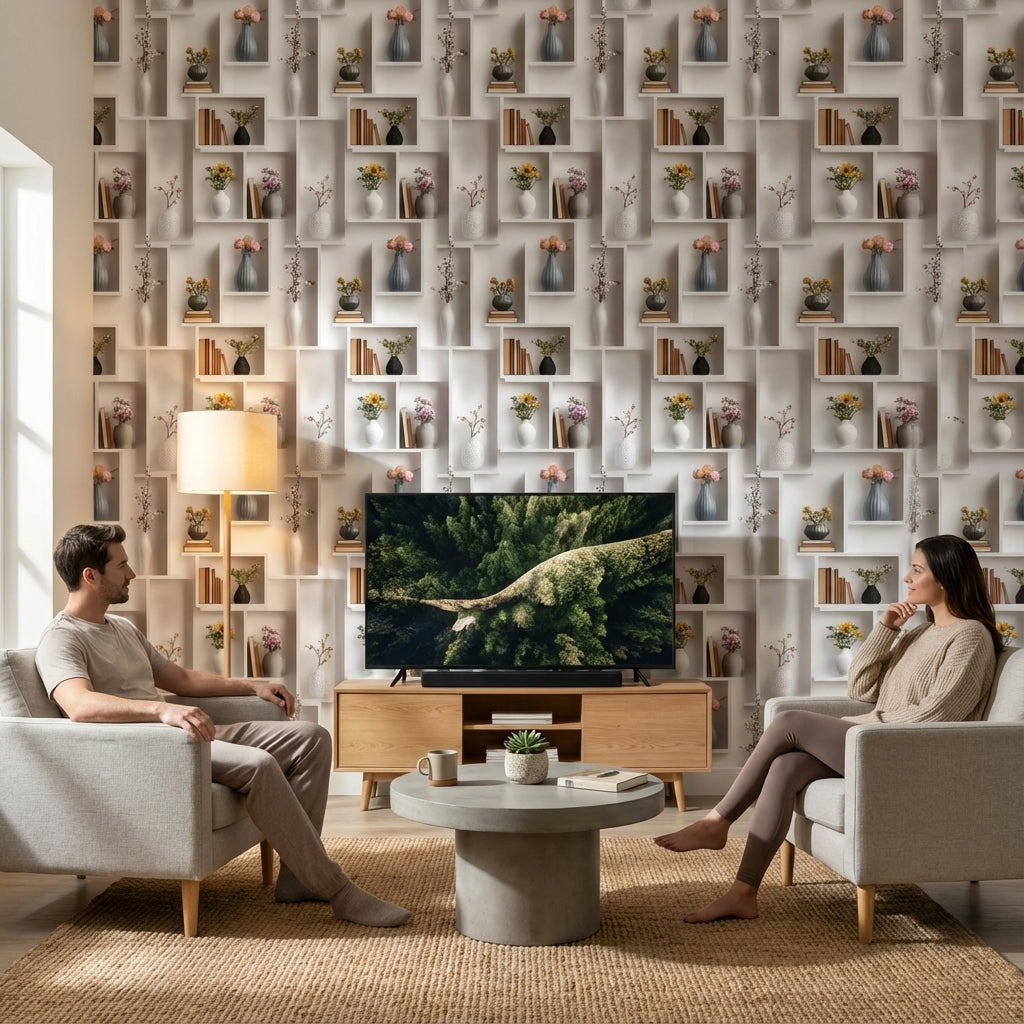 Shelves Wallpaper Vases Minimalist Decorative Mural