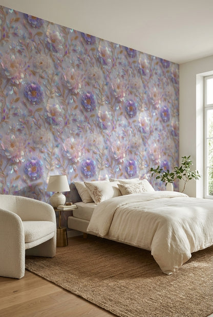 Floral Wallpaper Iridescent Modern Decorative Mural