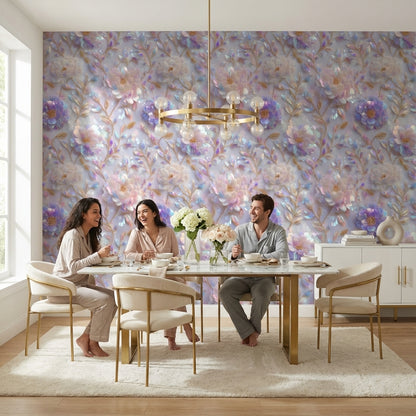 Floral Wallpaper Iridescent Modern Decorative Mural
