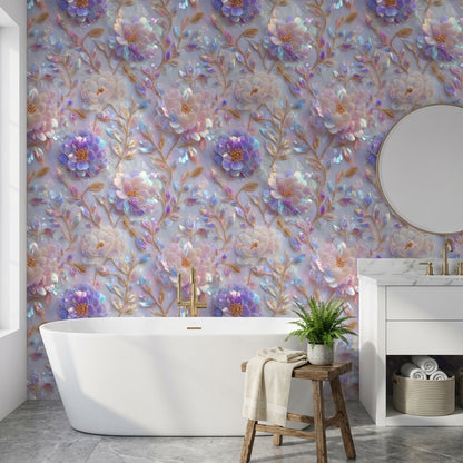 Floral Wallpaper Iridescent Modern Decorative Mural