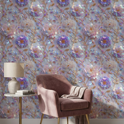 Floral Wallpaper Iridescent Modern Decorative Mural