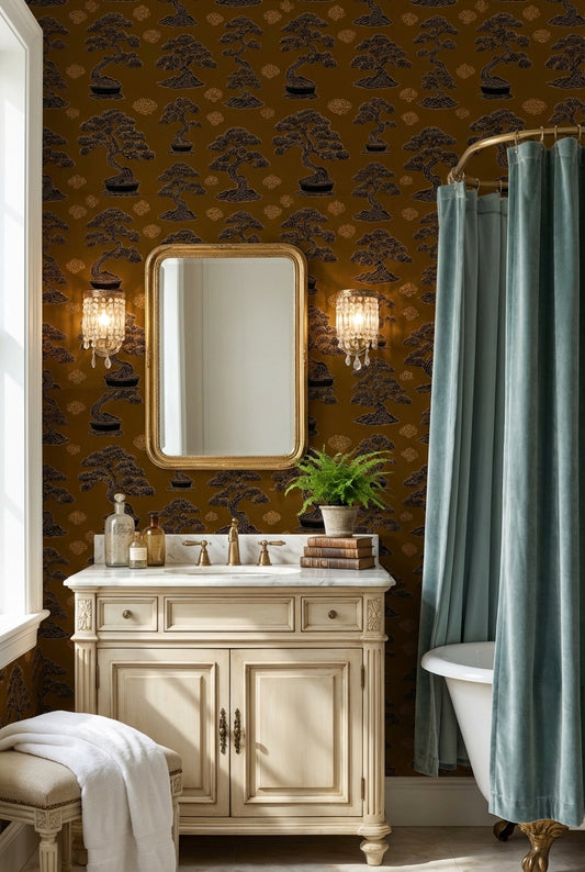 Bonsai Wallpaper Oriental Traditional Decorative Mural