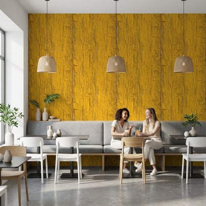 Rustic Wood Wallpaper Yellow Industrial Decorative Mural