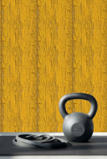 Rustic Wood Wallpaper Yellow Industrial Decorative Mural