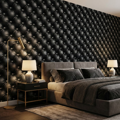 Luxury Tufted Wallpaper Modern Black Diamond Mural