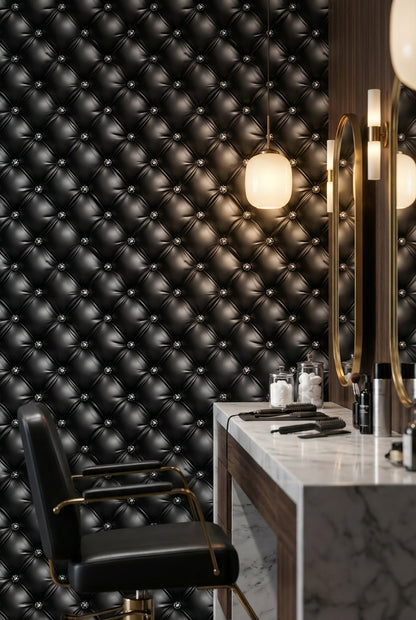 Luxury Tufted Wallpaper Modern Black Diamond Mural