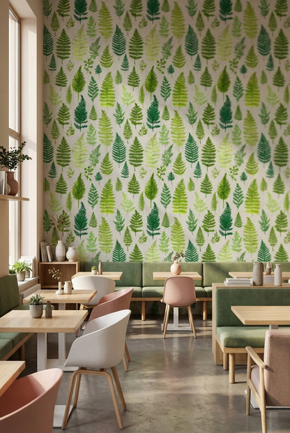 Shades Of Green Wallpaper Leaf Natural Wall Mural