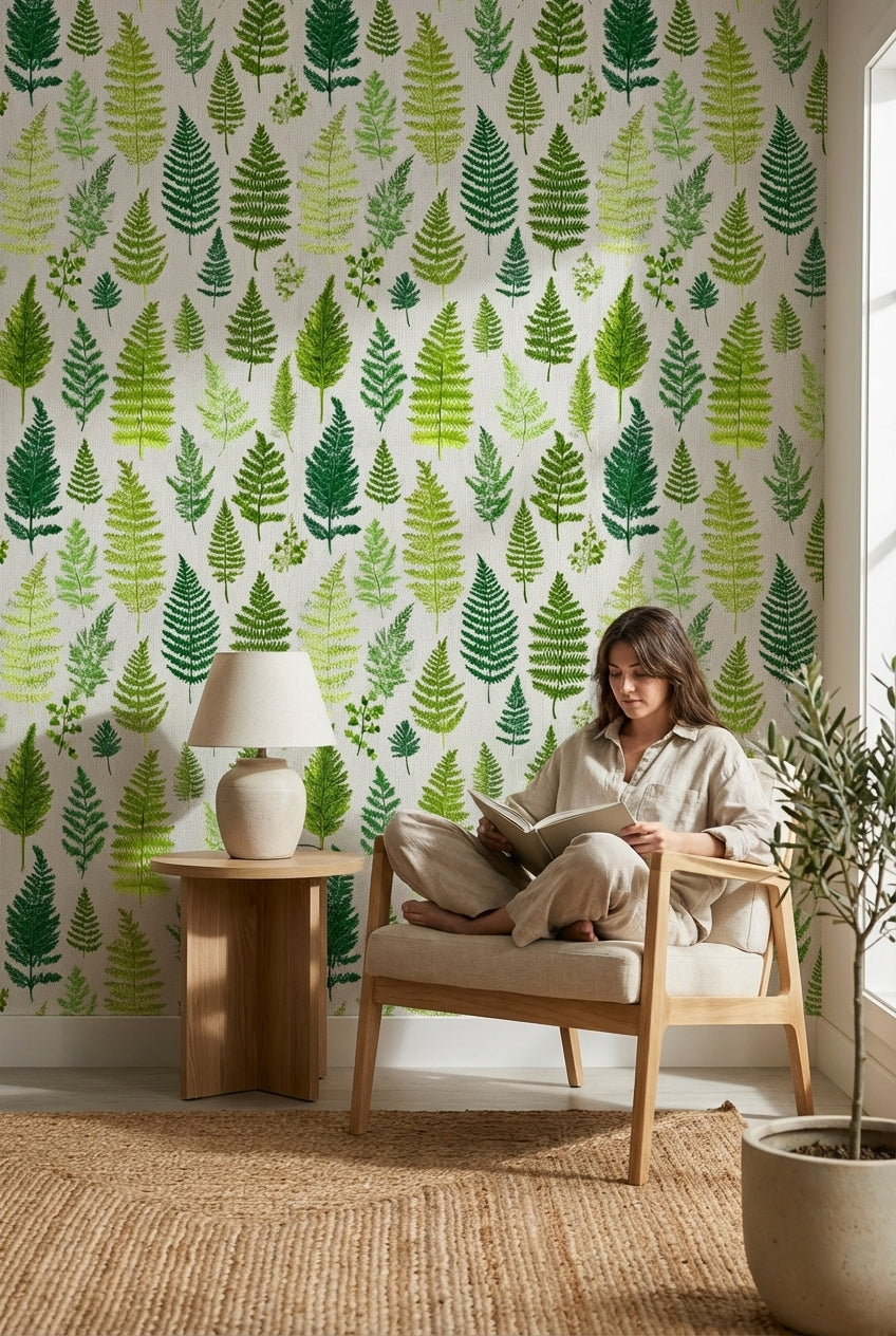 Shades Of Green Wallpaper Leaf Natural Wall Mural