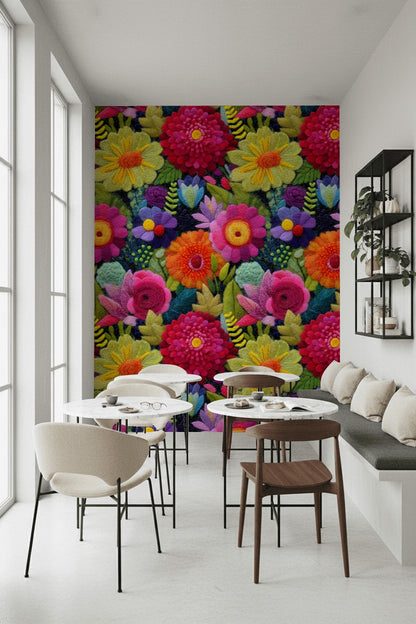 Floral Wallpaper Vibrant Abstract Decorative Mural