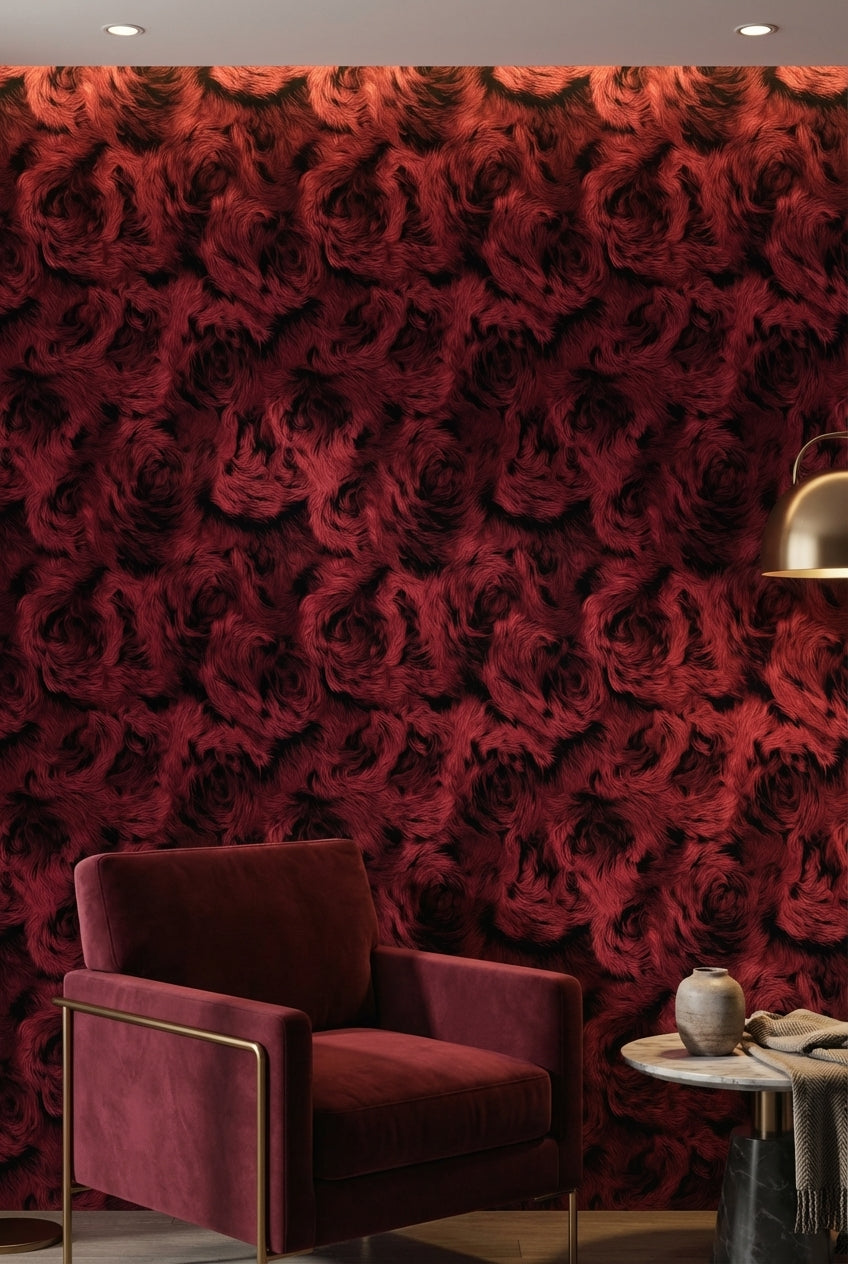 Abstract Pattern Wallpaper Dark Red Textured Mural