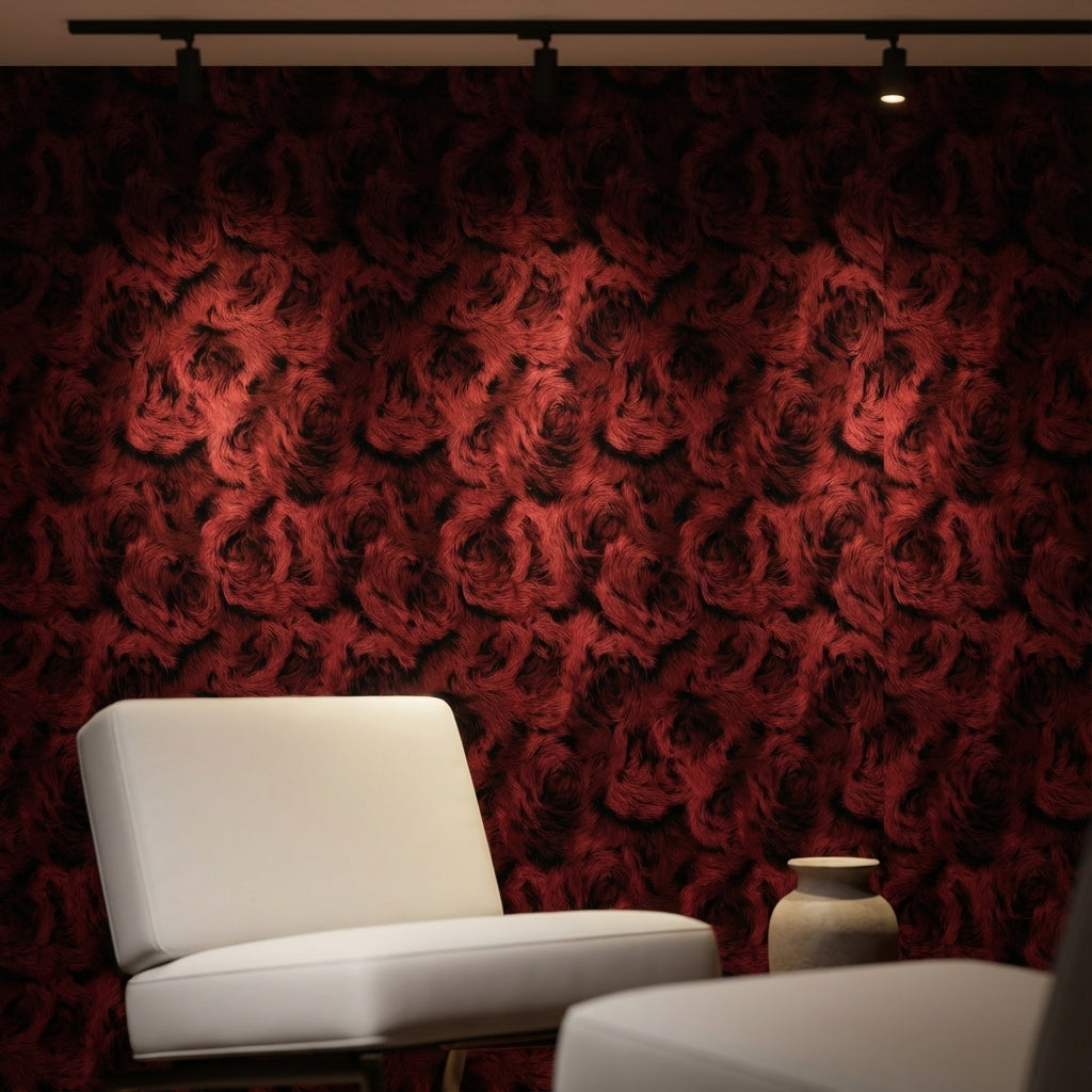 Abstract Pattern Wallpaper Dark Red Textured Mural