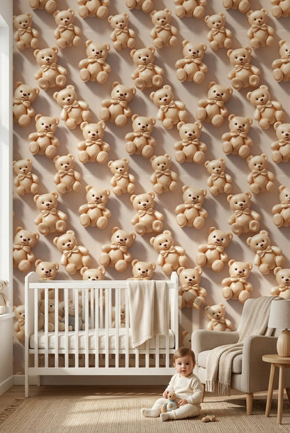 Playful Wallpaper Teddy Bears Modern Decorative Mural