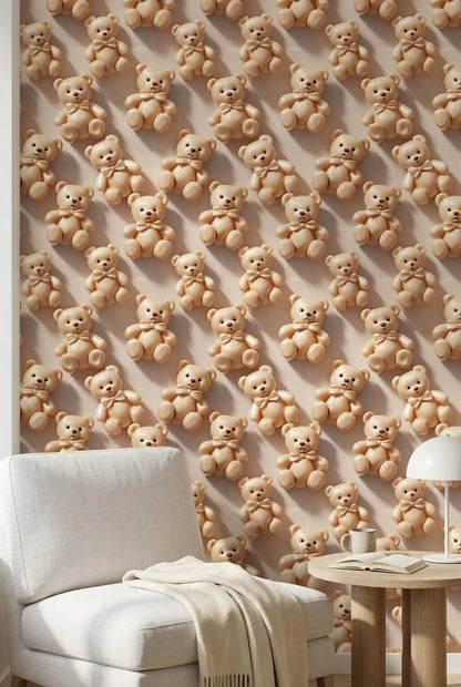 Playful Wallpaper Teddy Bears Modern Decorative Mural