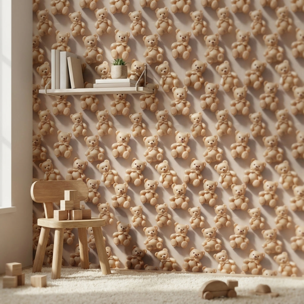 Playful Wallpaper Teddy Bears Modern Decorative Mural