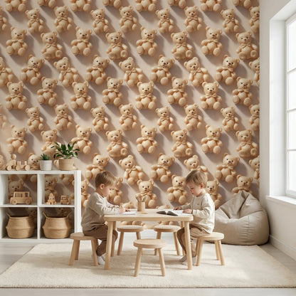 Playful Wallpaper Teddy Bears Modern Decorative Mural