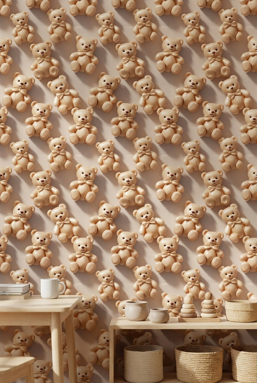 Playful Wallpaper Teddy Bears Modern Decorative Mural