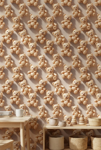 Playful Wallpaper Teddy Bears Modern Decorative Mural
