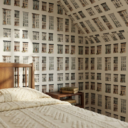 White Historic Brownstone Architectural Wallpaper