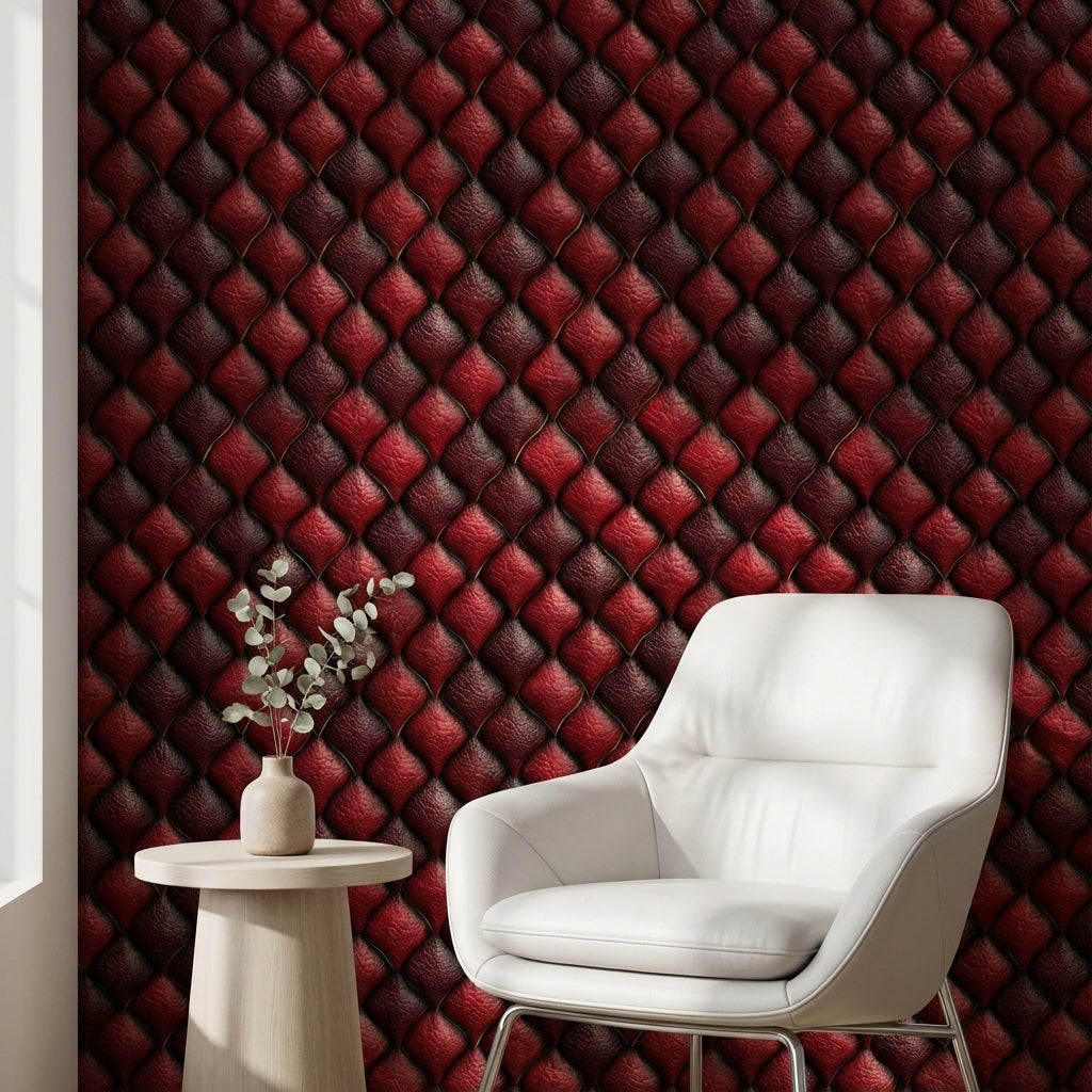 Red Geometric Wallpaper Textured Luxurious Decorative Mural