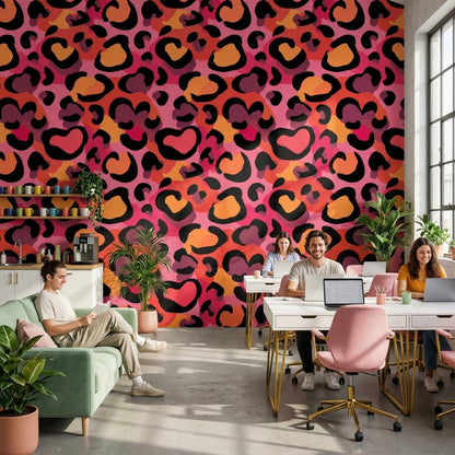 Animal Print Wallpaper Pink Modern Decorative Mural