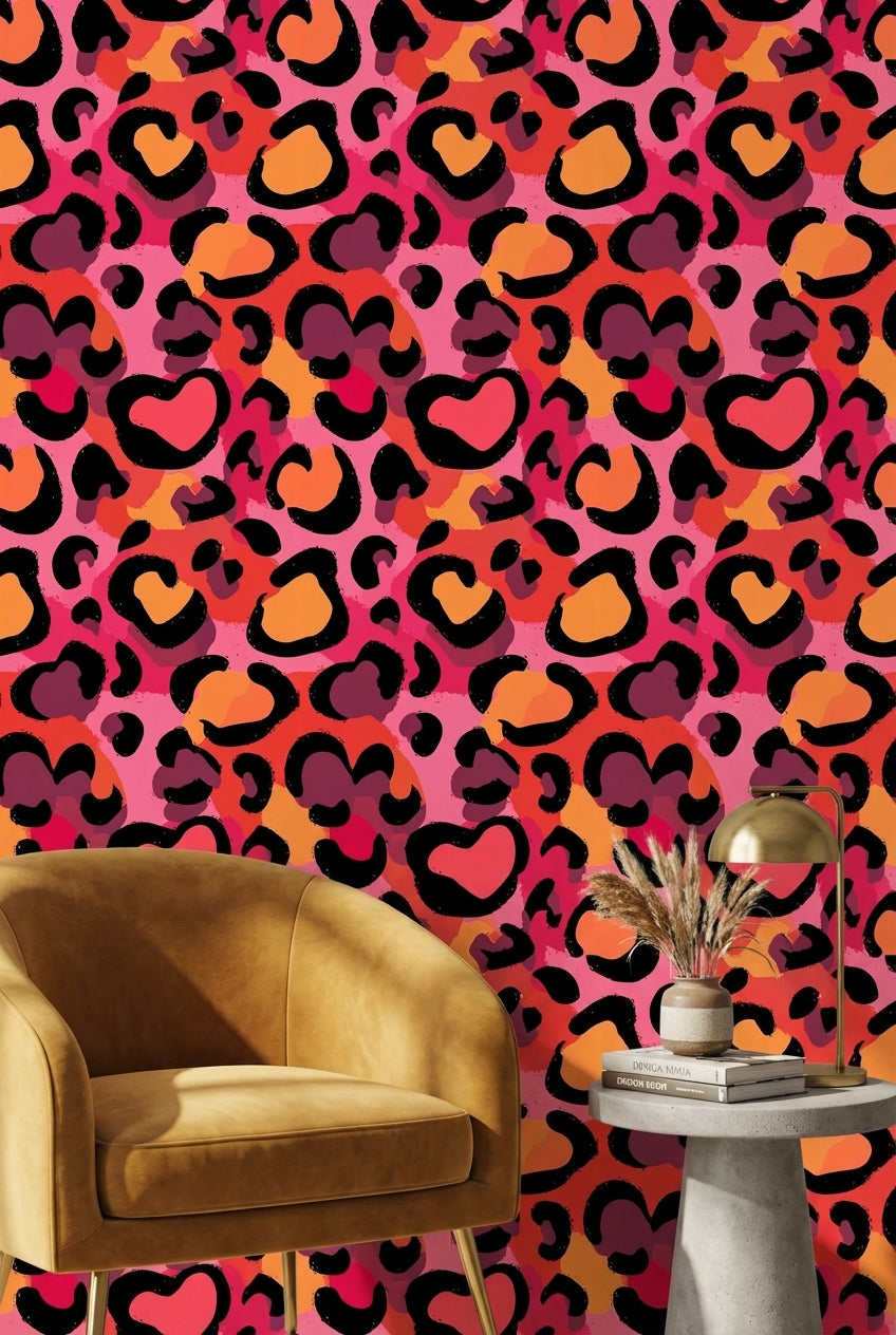 Animal Print Wallpaper Pink Modern Decorative Mural