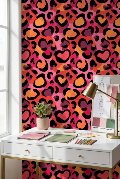 Animal Print Wallpaper Pink Modern Decorative Mural