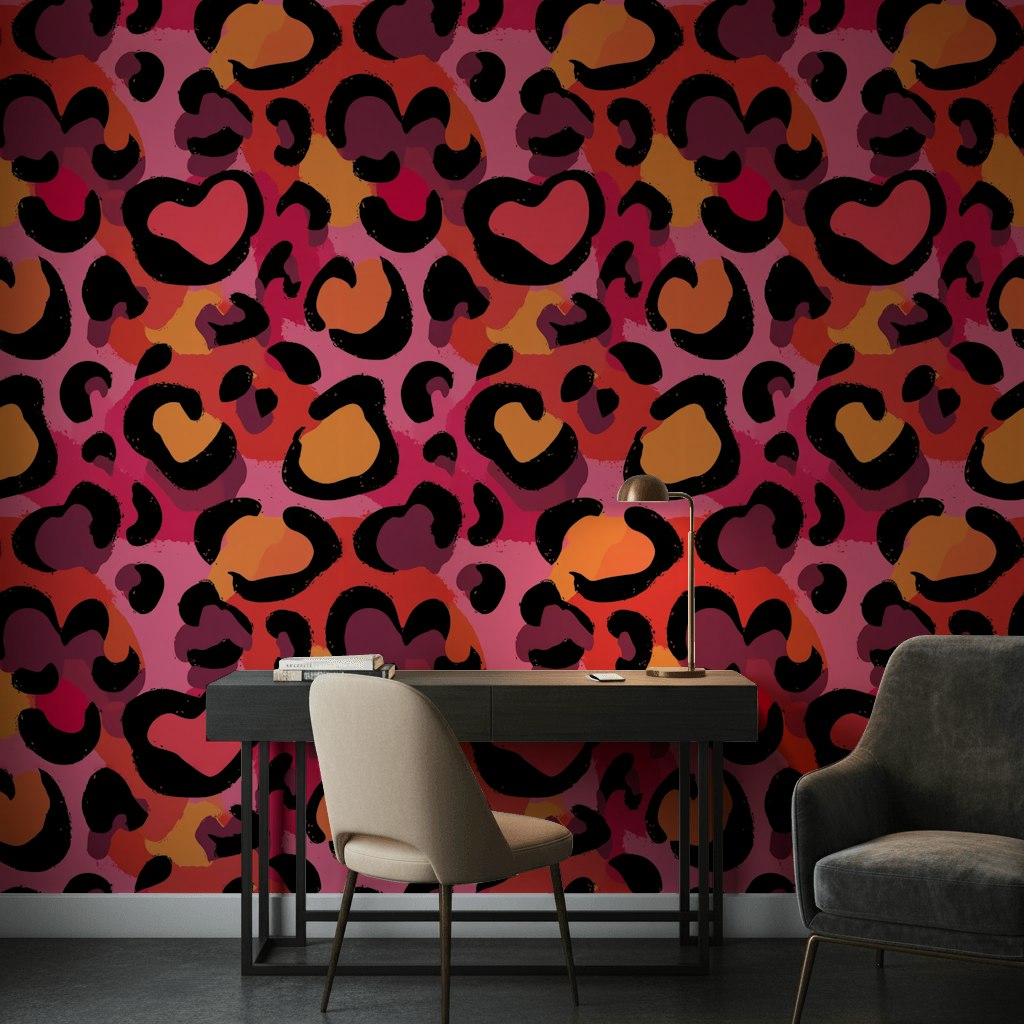 Animal Print Wallpaper Pink Modern Decorative Mural