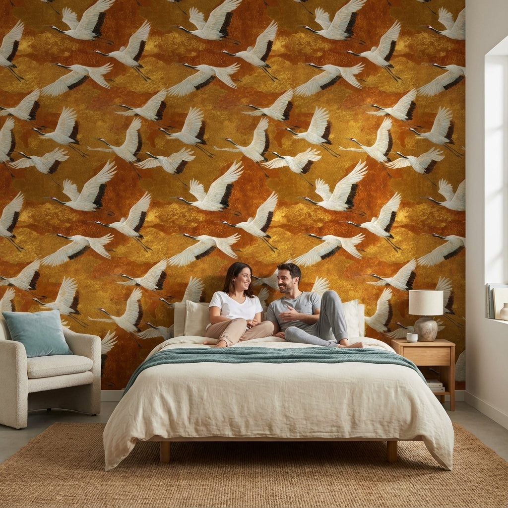 Cranes Wallpaper Flight Luxury Decorative Mural