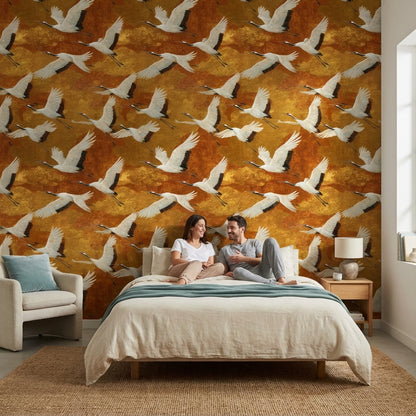 Cranes Wallpaper Flight Luxury Decorative Mural