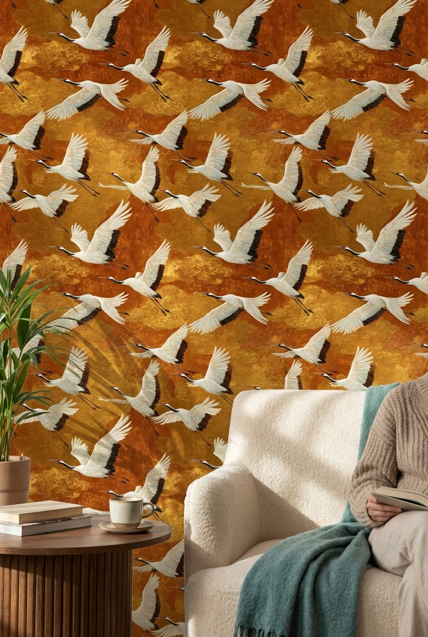 Cranes Wallpaper Flight Luxury Decorative Mural