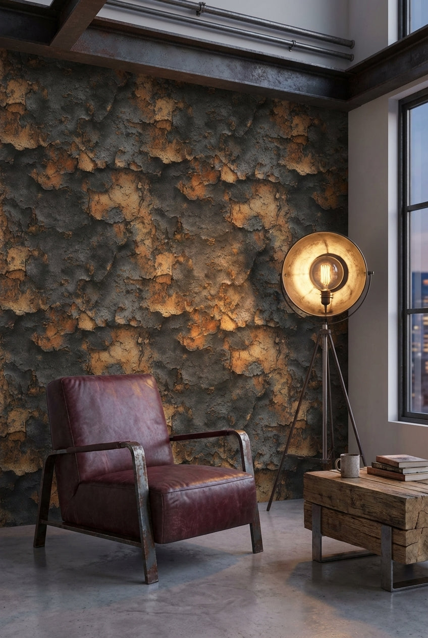 Textured Wallpaper Rustic Industrial Decorative Mural