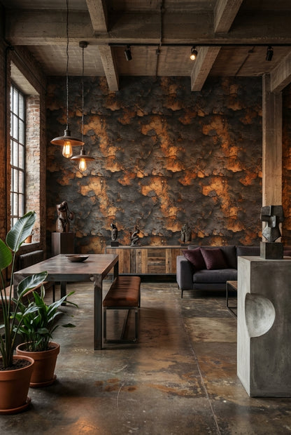 Textured Wallpaper Rustic Industrial Decorative Mural
