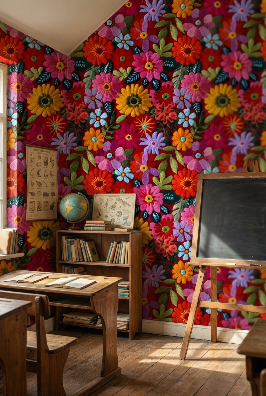 Floral Wallpaper Vibrant Eclectic Decorative Mural