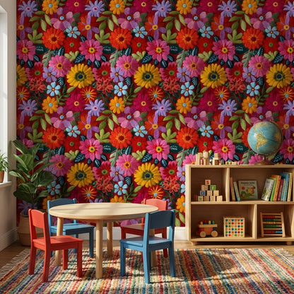 Floral Wallpaper Vibrant Eclectic Decorative Mural